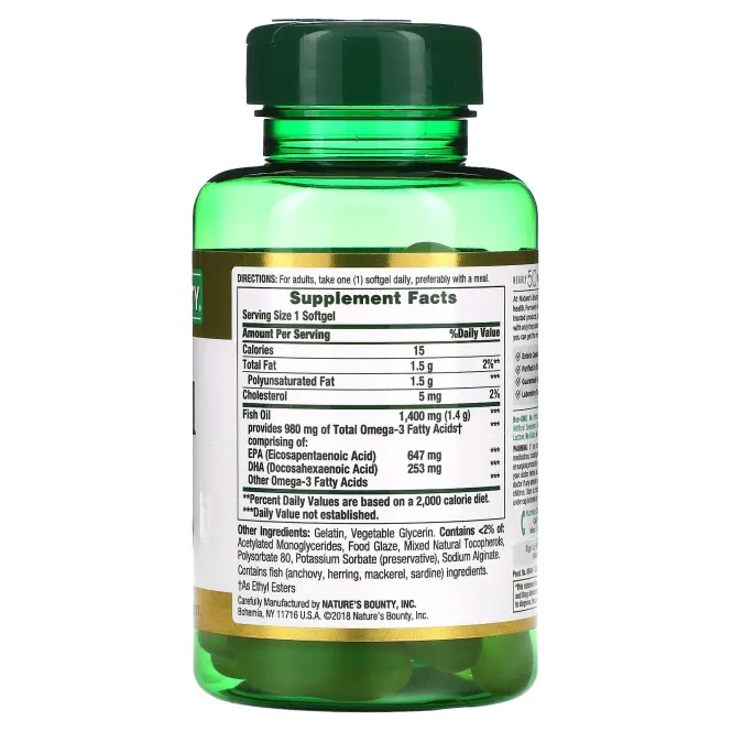 Nature's Bounty, Fish Oil, 1400 mg, 39 Coated Softgels