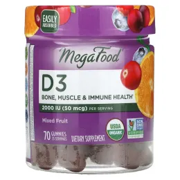 MegaFood, D3, Mixed Fruit, 1000 МЕ (25 mcg), 70 Gummies