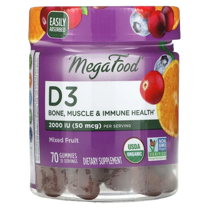 MegaFood, D3, Mixed Fruit, 1000 МЕ (25 mcg), 70 Gummies