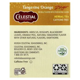 Celestial Seasonings, Травяной чай без кофеина Zinger, Мандариново-апельсиновый заряд, 20 чайных пакетиков, 1,7 унции (47 г)