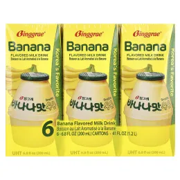 Binggrae, Ароматизированный молочный напиток, банан, 6 коробок по 200 мл (6,8 жидк. унц.)