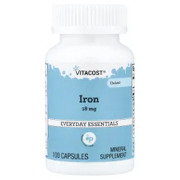 Vitacost, Everyday Essentials, Chelated Iron, 18 mg, 100 Capsules