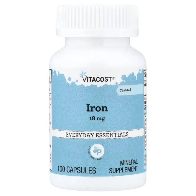 Vitacost, Everyday Essentials, Chelated Iron, 18 mg, 100 Capsules