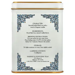 Harney & Sons, HT Tea Blends, коморская ваниль, без кофеина, 20 чайных пакетиков, 40 г (1,4 унции)