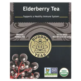 Buddha Teas, Органический травяной чай, бузина, 18 чайных пакетиков, 27 г (0,95 унции)