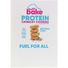 Buff Bake, Protein Crunchy Cookies with Peanut Spread, Birthday Cake, 8 Cookie Packs, 14.32 oz (408 g)