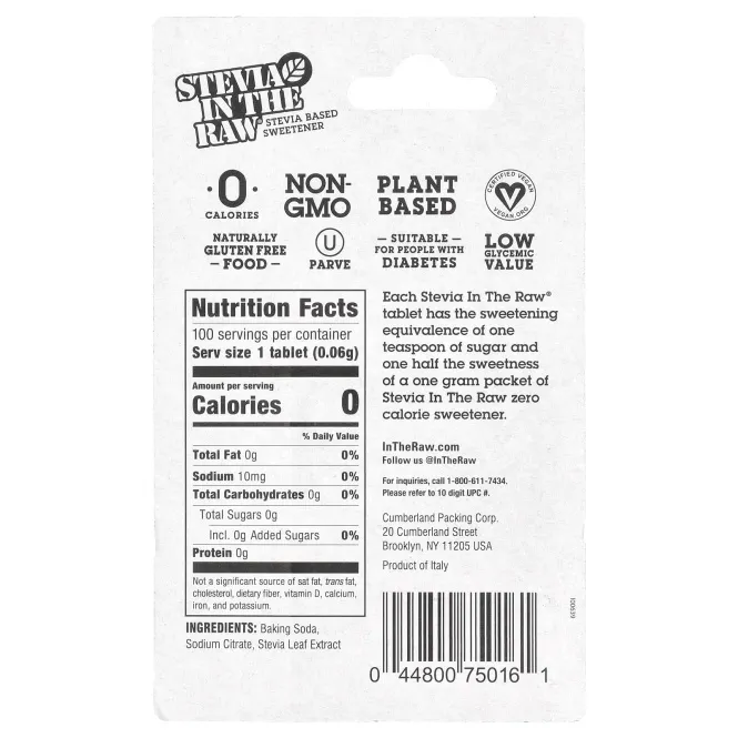 In the Raw, Stevia In The Raw®, подсластитель на основе стевии, 100 таблеток, 6 г (0,21 унции)