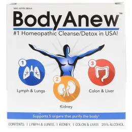 MediNatura, BodyAnew, гомеопатическое очищающее и детоксикационное средство, 3 бутылочки, каждая 1,69 ж.унц. (50 мл)