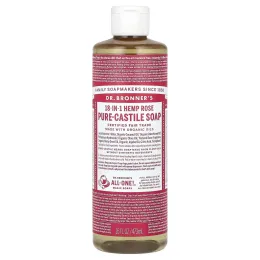 Dr. Bronner's, 18-в-1 чистое кастильское мыло из конопли, розовое, 473 мл (16 жидк. унц.)