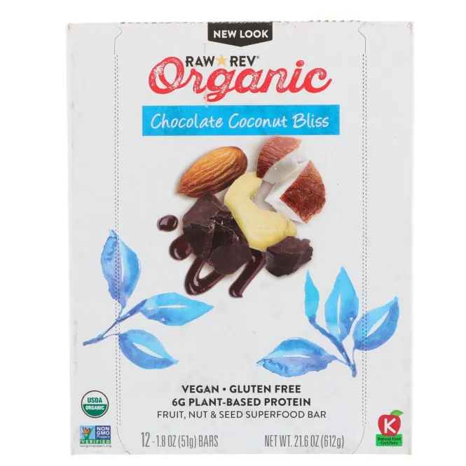 Raw Rev, Органический продукт, Шоколадное кокосовое блаженство, 12 батончиков, 1,8 унц. (51 г) в каждом
