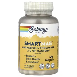 Solaray, SmartMag™, L-треонат магния, 90 капсул VegCap (48 мг в 1 капсуле VegCap)