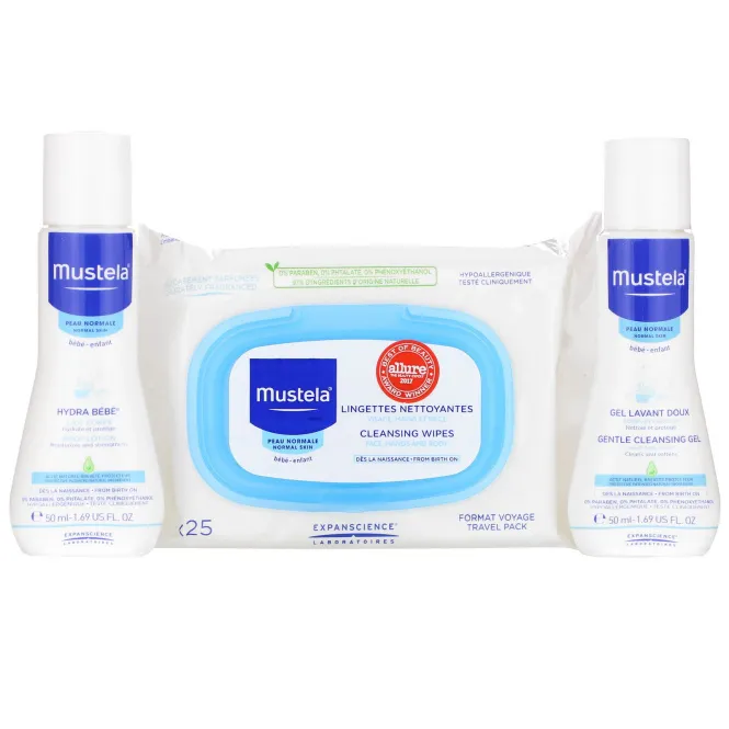 Mustela, Bebe on the Go, Travel Set, 3 Piece Set