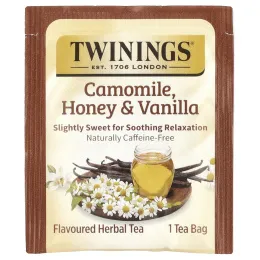 Twinings, Ароматизированный травяной чай, ромашка, мед и ваниль, без кофеина, 20 чайных пакетиков, 32 г (1,13 унции)