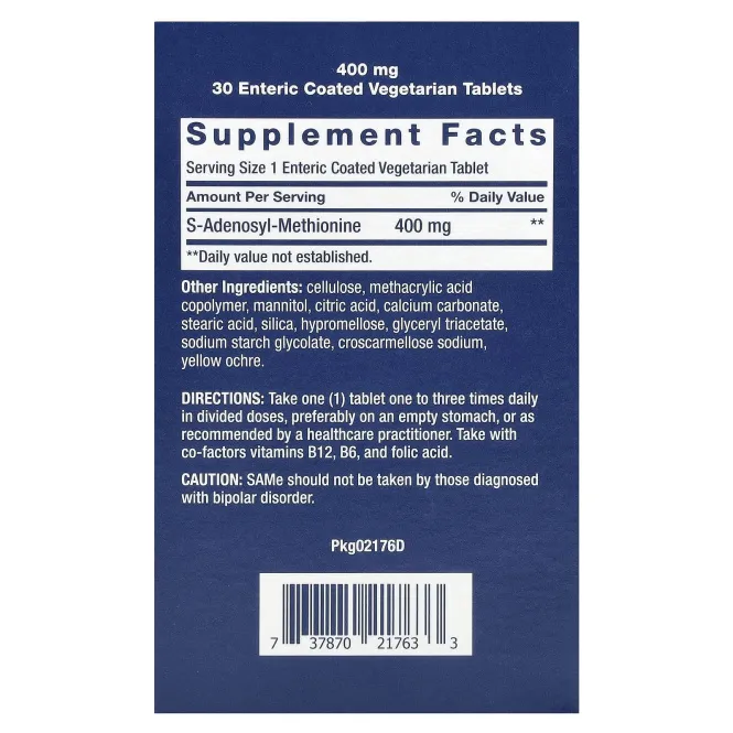 Life Extension, SAMe, S-аденозилметионин, 400 мг, 30 вегетарианских таблеток, покрытых кишечнорастворимой оболочкой