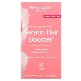 ReserveAge Nutrition, Keratin Hair Booster, с биотином и ресвератролом, 60 капсул