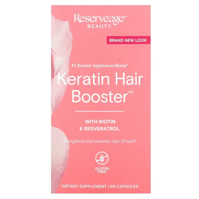 ReserveAge Nutrition, Keratin Hair Booster, с биотином и ресвератролом, 60 капсул