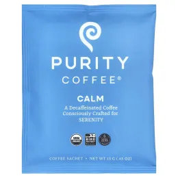 Purity Coffee, Calm, саше, без кофеина, 5 саше по 13 г (0,45 унции)