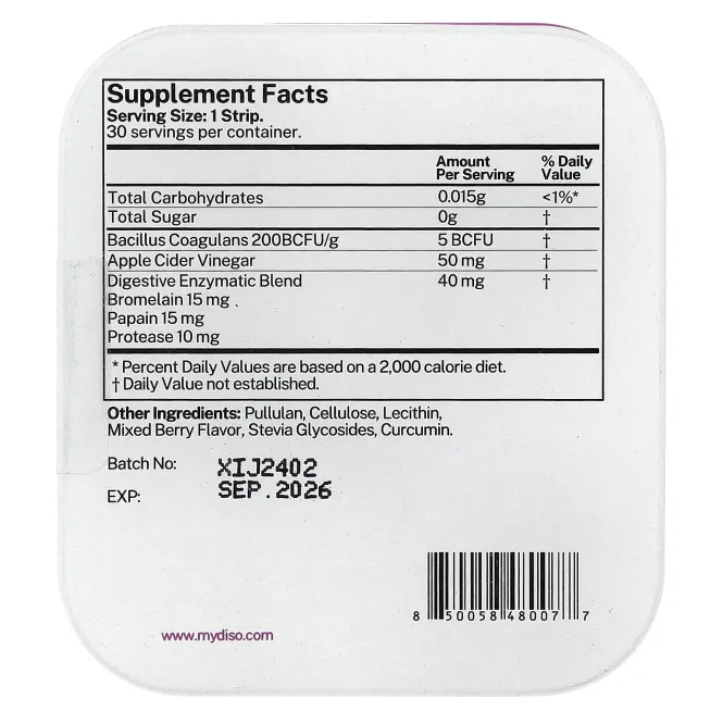 Diso, Biotic, ягодный вкус, 30 полосок для полости рта