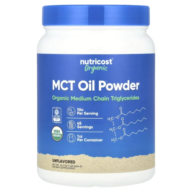 Nutricost, Порошок из органического масла MCT, без ароматизаторов, 454 г (16,2 унции)