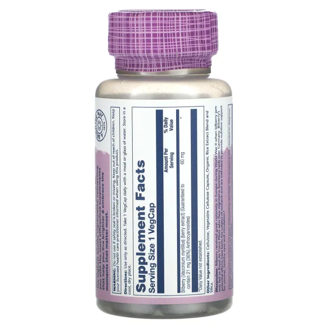 Solaray, Vital Extracts, черника, 60 мг, 60 растительных капсул