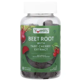 YumVs, жевательные таблетки с корнем свеклы и экстрактом вишни, со вкусом ягод, 60 жевательных таблеток