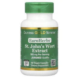 California Gold Nutrition, EuroHerbs ™, экстракт зверобоя, качество Euromed, 300 мг, 60 растительных капсул