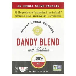Dandy Blend, Instant Herbal Beverage With Dandelion (Быстрорастворимый травяной напиток с одуванчиком), без кофеина, 25 одноразовых пакетиков