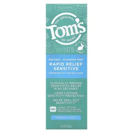 Tom's Of Maine,  Зубная паста не содержащая фтора Rapid Relief Sensitive Свежая мята 4 унции