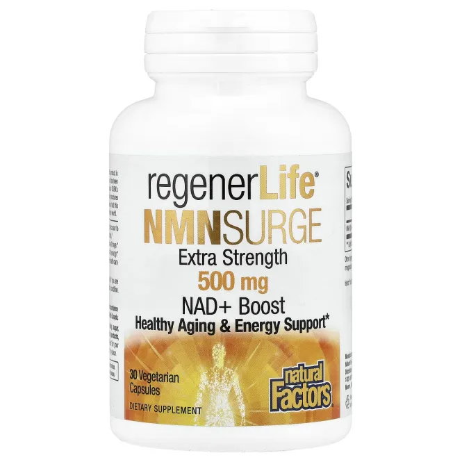Natural Factors, RegenerLife®, NMN Surge, 500 мг, 30 вегетарианских капсул