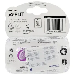 Philips Avent, Soft & Silicone Orthodontic Pacifier, 0-6 Months, 2 Pack