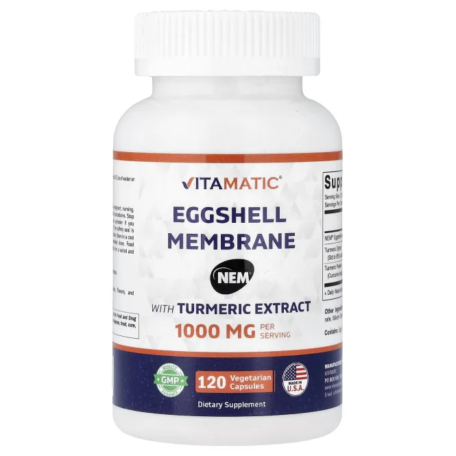 Vitamatic, мембрана яичной скорлупы с экстрактом куркумы, 120 вегетарианских капсул