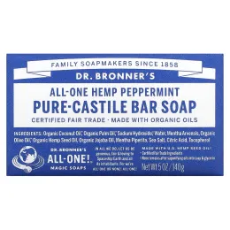 Dr. Bronner's, Pure Castile Bar Soap, All-One, конопля, перечная мята, 140 г (5 унций)