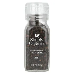 Simply Organic, Daily Grind, черный перец горошком, 75 г (2,65 унции)