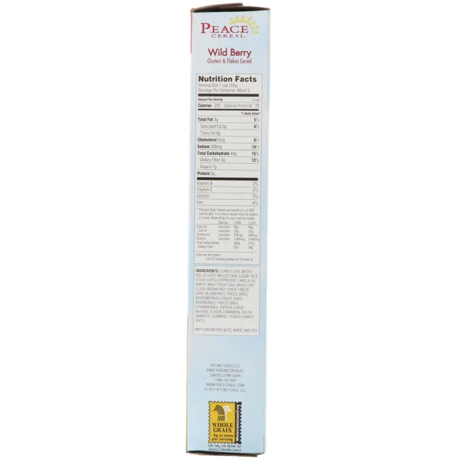 Peace Cereal, Clusters & Flakes Cereal, Wild Berry, 10 oz (284 g)