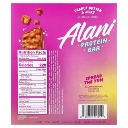 Alani Nu, протеиновый батончик, арахисовая паста и желе, 12 батончиков по 52 г (1,83 унции)