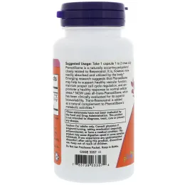 Now Foods, Pterostilbene & Resveratrol (птеростильбен и ресвератрол), 50 мг / 250 мг, 60 вегетарианских капсул