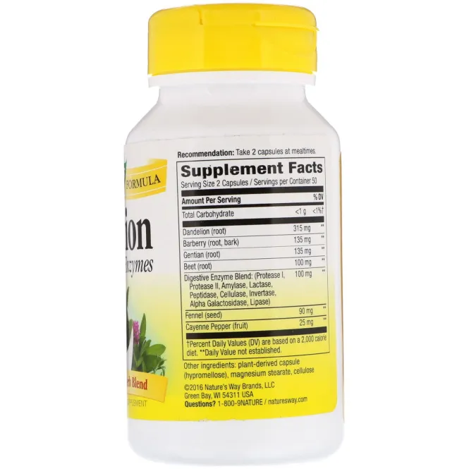 Nature's Way, Digestion, with Enzymes, 100 Capsules