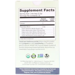 Earth Mama, Organics, 100% Organic Heartburn Tea, Soothing, Cooling Mellow Mint, Caffeine Free, 16 Tea Bags, 1.23 oz (35 g)