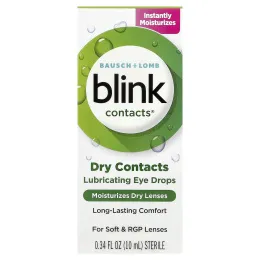 Baush+Lomb Blink, Blink Cosmetics®, сухие контактные данные, смазывающие глазные капли, 10 мл (0,34 жидк. унции)