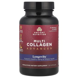 Ancient Nutrition, Multi Collagen Advanced, долголетие, 90 капсул
