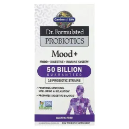 Garden of Life, Цельнопищевой магний Формулированные пробиотики, Mood +, 50 млрд, 60 вегетарианских капсул