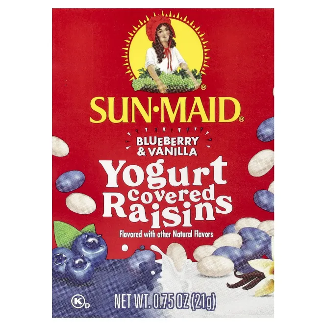 Sun-Maid, изюм в йогуртовой глазури, голубика и ваниль, 6 упаковок по 21 г (0,75 унции)