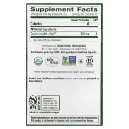 Traditional Medicinals, листья органической малины, без кофеина, 16 чайных пакетиков, 24 г (0,85 унции)