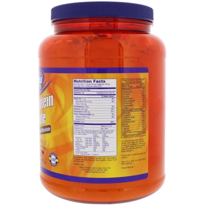 Now Foods, Изолят соевого белка со вкусом натурального шоколада, 907 г