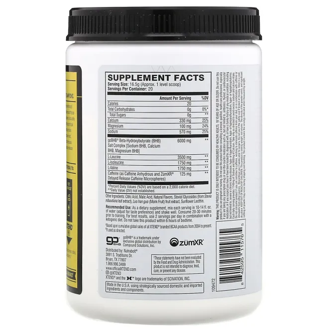 Xtend, Keto Energy, со вкусом «Ультрасвежесть», 330 г (11,6 унции)