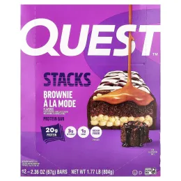 Quest Nutrition, Stacks, протеиновый батончик, брауни A La Mode, 12 батончиков по 67 г (2,36 унции)