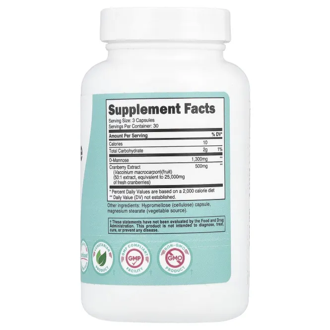 Nutricost, D-манноза с экстрактом клюквы для женщин, 90 капсул