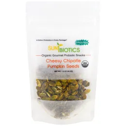 Sunbiotics, Органические закуски для гурманов, семена тыквы, сырный чипот, 42,5 г (1,5 унции)