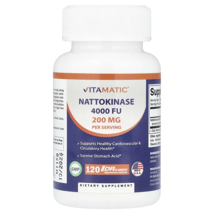 Vitamatic, Наттокиназа, 120 капсул из гипромеллозы DRcaps® (100 мг на капсулу)