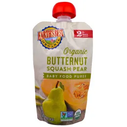 Earth's Best, Органическое детское пюре из мускатной тыквы и груши, для детей от 6 месяцев, 4 пакета по 4,0 унции (113 г)